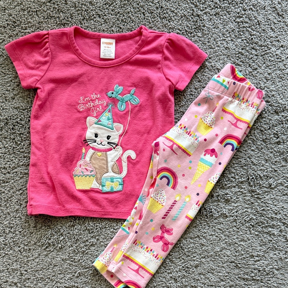 Gymboree Pink Birthday Cat set